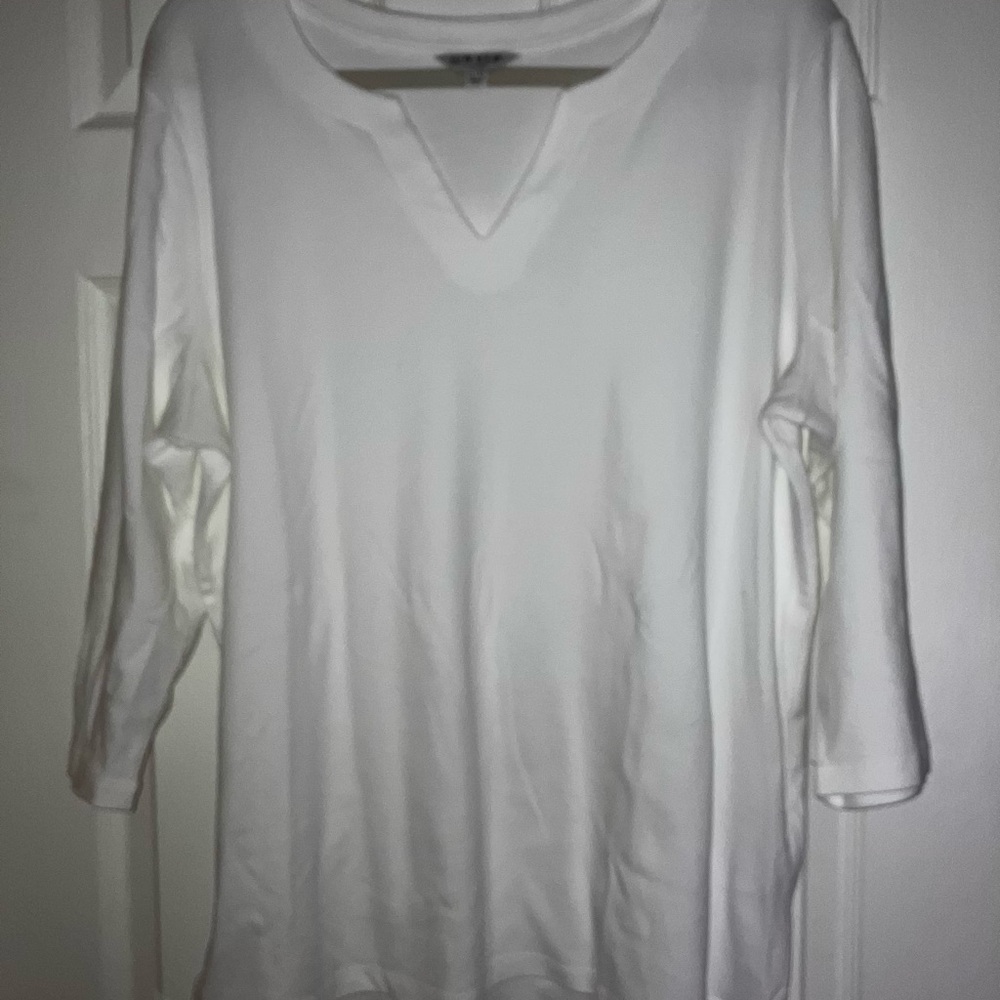 Orvis White Pima Cotton Tunic, 3/4-Sleeve, Split neck, Women's